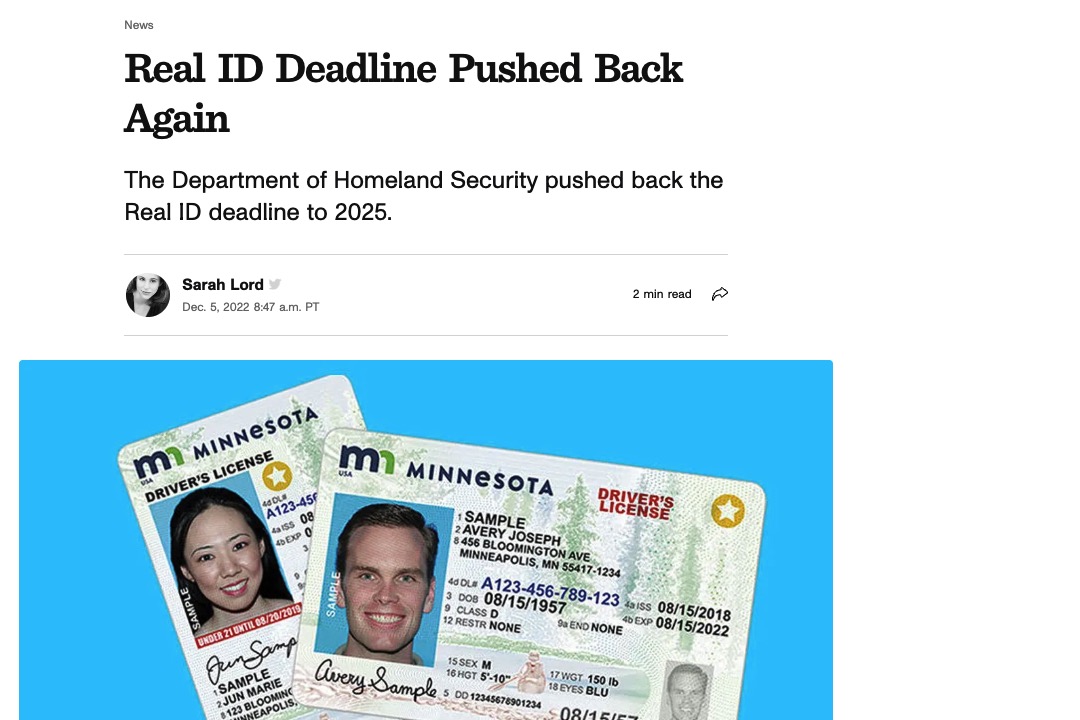 Real Id Deadline Pushed Back Again
